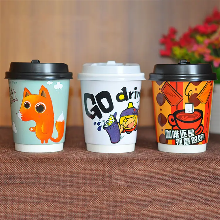 Uchampak - Variabel 7oz 8oz 10oz 12oz 16oz 20oz disposable panas ganda témbok dicitak cangkir kopi cangkir kopi témbok ganda 1