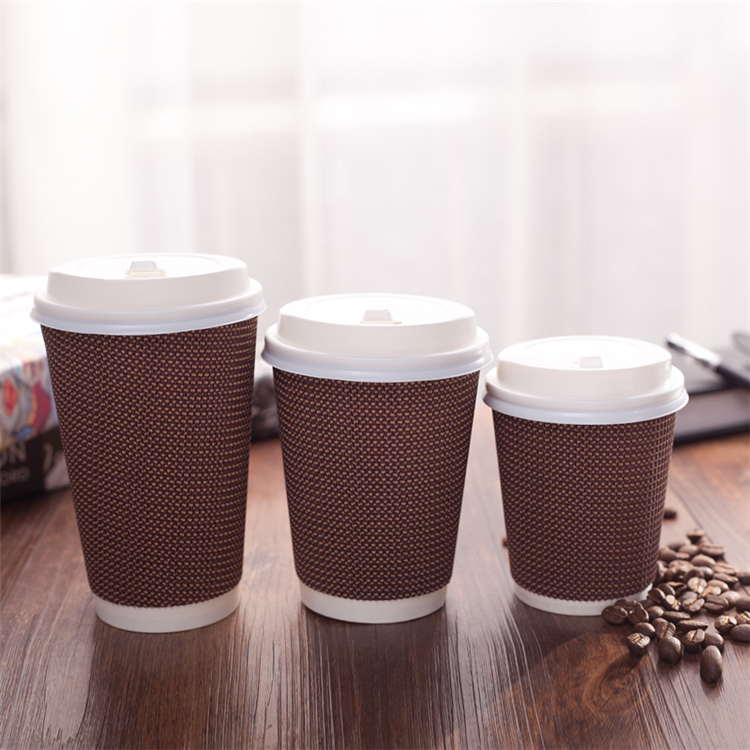 Uchampak- Popular 12oz Disposable Eco Friendly Single/Double/Ripple Wall Coffee Paper Cups Ripple wall cup 1