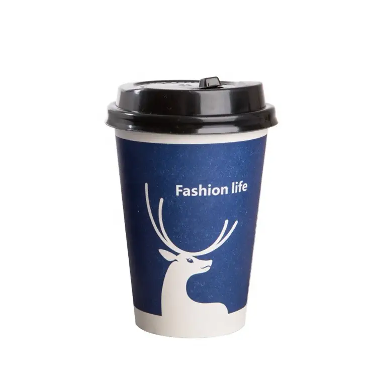 Uchampak - Sıcak içecekler için özel baskılı 12oz kağıt bardaklar Tek duvarlı bardak 1