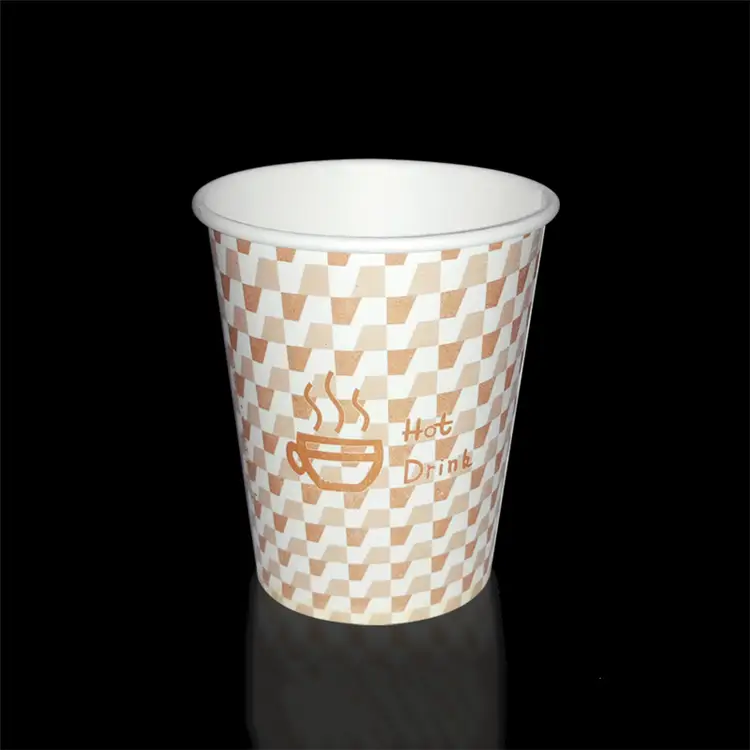 Uchampak - İçecek Kullanımı Özel Baskı %100 Kompostlanabilir Sabit Tek Duvar Otomatı Kağıt Bardak Tek duvarlı bardak 1