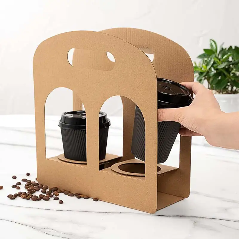 Uchampak  - Paper cup tray, durable cup holder for 2 coffee cups, for food delivery service Cup Holder 1