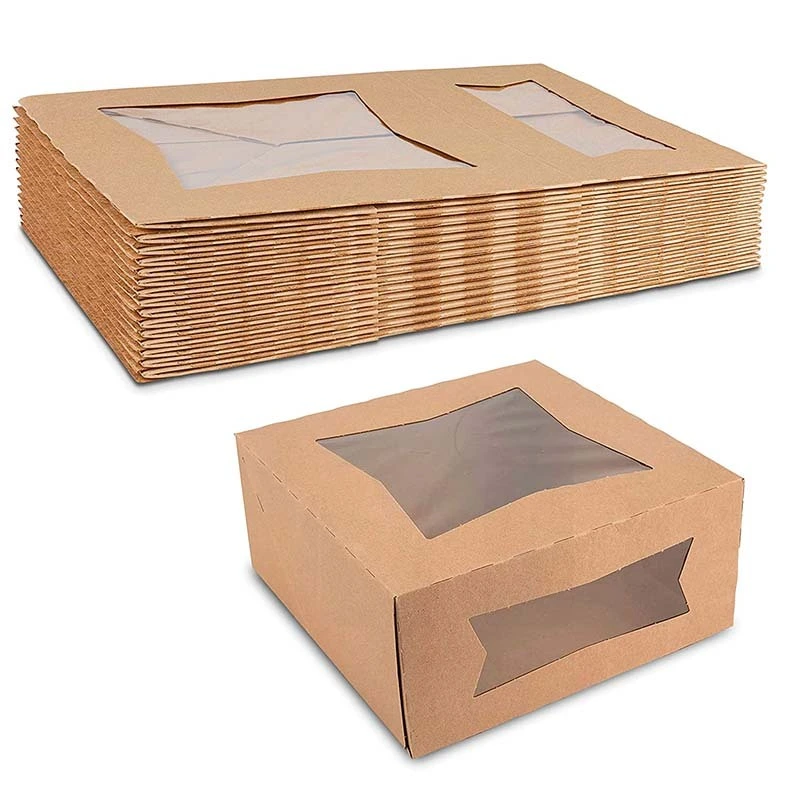 Uchampak - Paper Cake Box-Small Sandwich Wedge Box with Cupcake Container Window Disposable Sandwich &amp; Foldable Pak 1