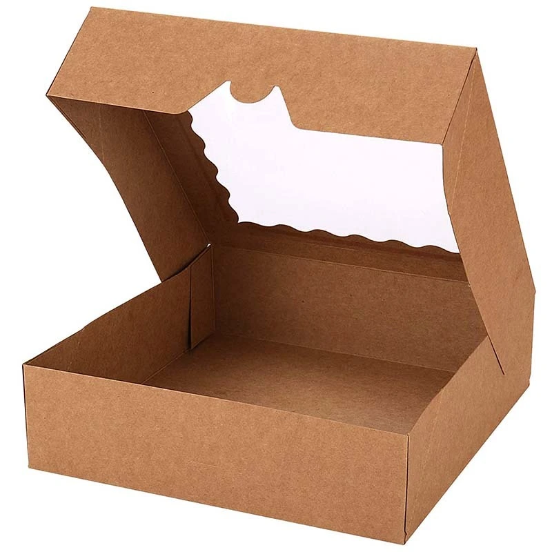 Uchampak- Takeaway Box Disposable Paper Sandwich Craft Wedge Box With Window Cake Window &amp; Foldable Pak 1