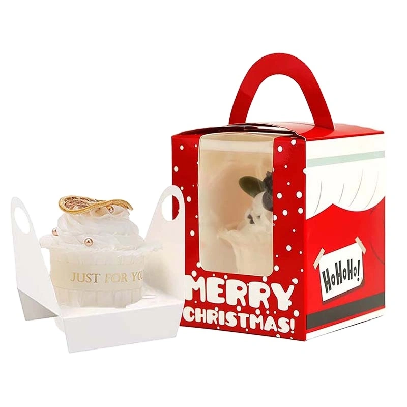 Uchampak  - Disposable box for cake, sushi,salad and light food Recyclable paper box with  natural Window &amp; Foldable Pak 1