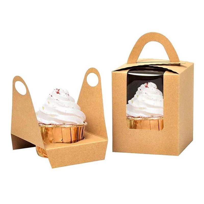 Uchampak- Window Cake Disposable Paper Sandwich Wedge Box Takeaway Box Triangle Sandwich Box With Window &amp; Foldable Pak 1