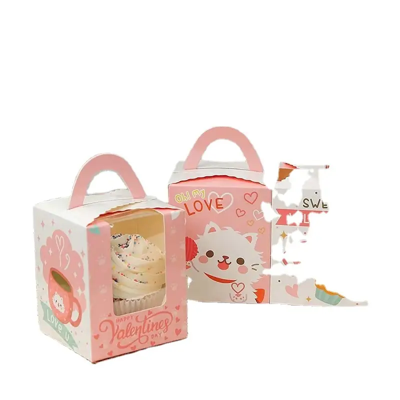 Uchampak -  natural Disposable biscuit box for cake, sushi,salad and light food Recyclable paper Window &amp; Foldable Pak 1