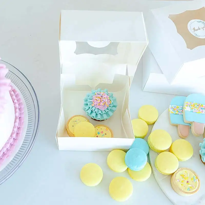 Uchampak - macaron packaging box paper disposable snack box Eco Friendly Sushi To Go Box Packaging Window &amp; Foldable Pak 1