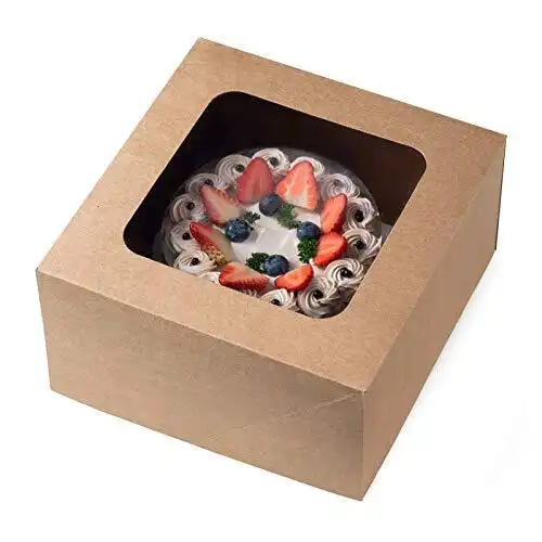 Uchampak - kaxeza kraftê ya vezîvirandinê qutiya sushi qehweyî qutiya firavînê konteynera xwarinê Pencere &amp; Foldable Pak1 1