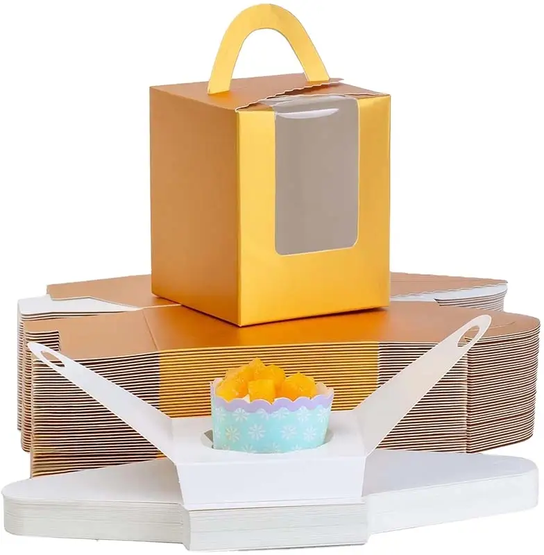 Uchampak- window natural disposable biscuit box for cake, sushi salad and light Recyclable paper baking box 1