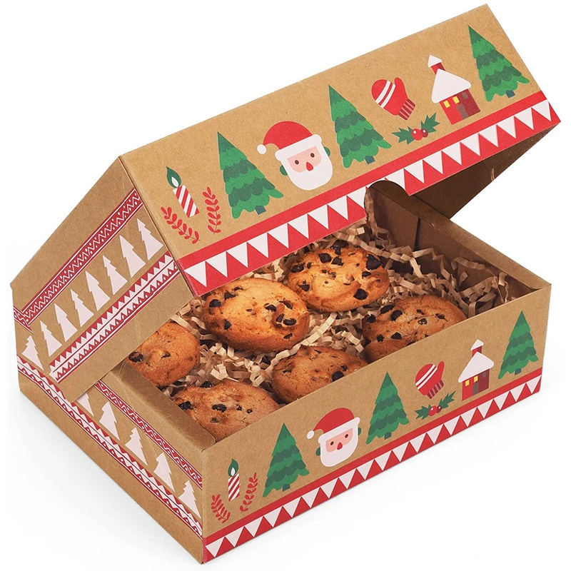 Uchampak - Party Box with Window Small Cake Box Kraft Paper Treat Boxes for Pastry Window &amp; Foldable Pak1 1