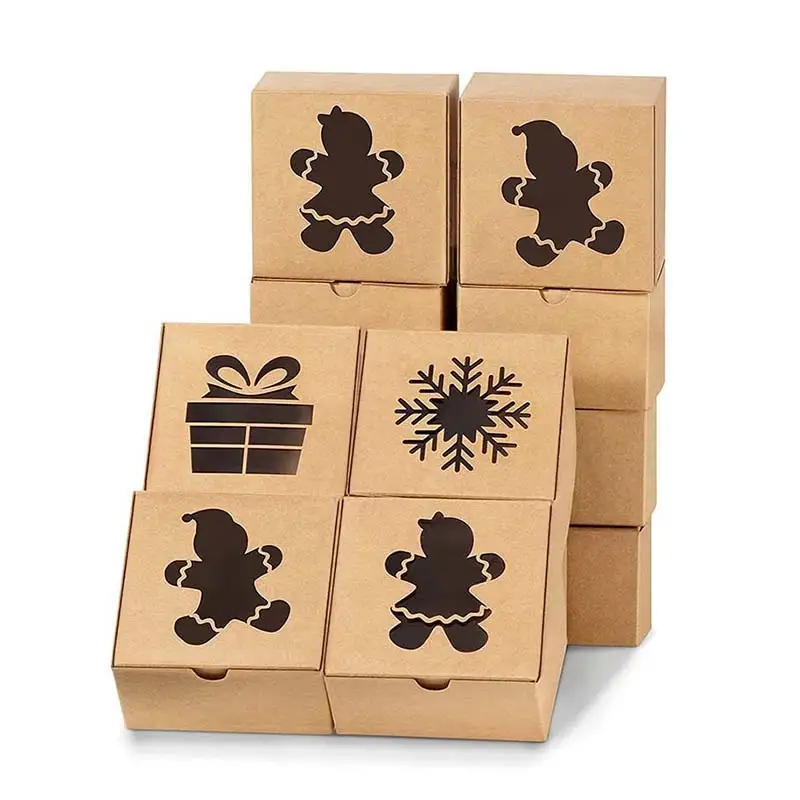 Uchampak- صناديق مخبوزات مع نافذة، صندوق كعك صغير، صناديق حلوى من ورق الكرافت، نافذة الدونات &amp; باك قابل للطي 1