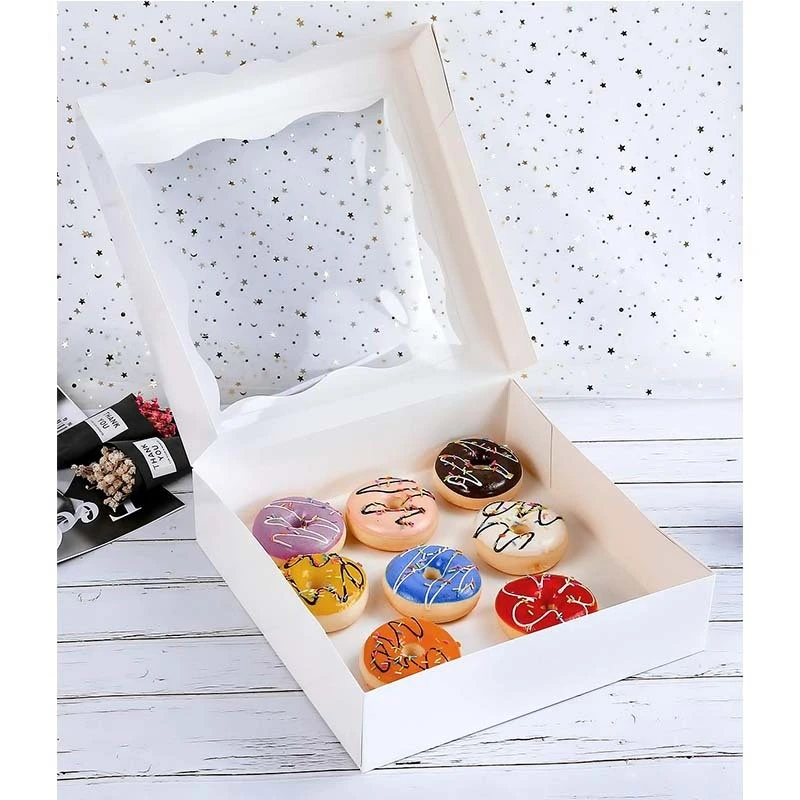 Uchampak-Bakery Pie Boxes Cardboard Cookie Box with Window Natural Disposable Pastries Boxes Bluk Window &amp; Foldable Pak 1