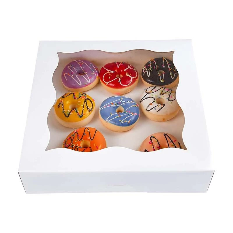Uchampak- White Box Bakery Craft Brown Treat Box Pop-up Easy Assembly With Clear Display Window Window &amp; Foldable Pak 1