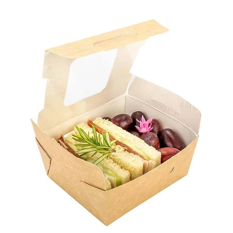 Uchampak -  Window Small Cake Box Kraft Paper Treat Boxes for Pastry, Cupcakes, Pie, Donuts Window &amp; Foldable Pak 1