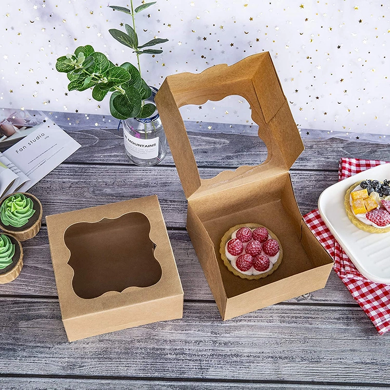 Uchampak - Foldable cake box, party box space-saving cardboard with window, suitable for dessert Window &amp; Foldable Pak 1
