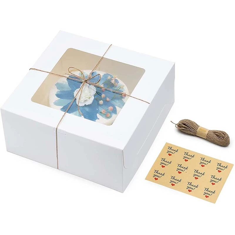 Uchampak - Bakery Boxes with Window Small Cake Box Kraft Paper Treat Boxes for Pastry, Cupcakes, Pie, Donuts1 1