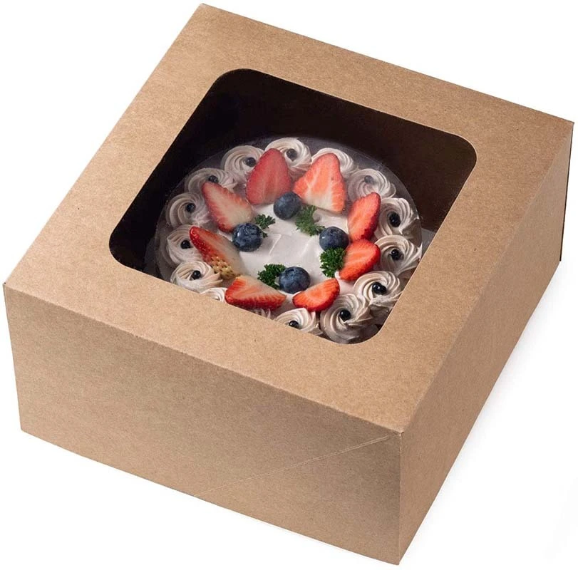 Uchampak - Brown Bakery Cake Boxes Cookie Boxes  for Pies Strawberries and Muffins Window &amp; Foldable Pak 1