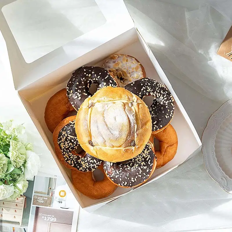 Uchampak- Caixas de galletas de bolos de panadería marróns con fiestras para empanadas, bolos, corazóns esmagados, amorodos e muffins 1