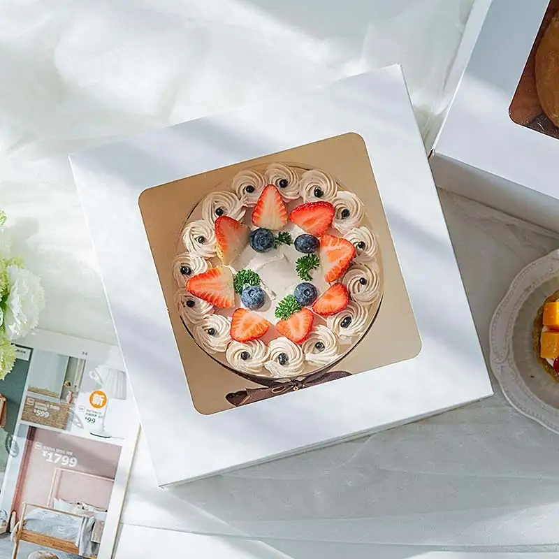 Uchampak - Brown Bakery Boxes Cake Boxes Cookie Boxes with Windows for Pies, Pastries Strawberries and Muffins 1