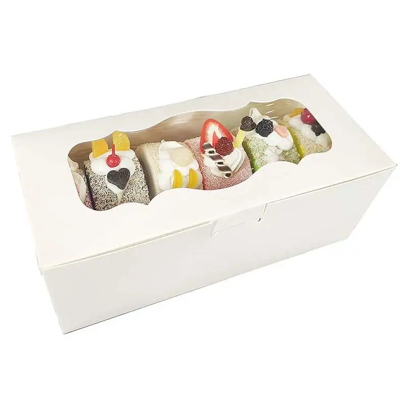 უჩამპაკი- ყავისფერი ტორტის ყუთი ფანჯრით კრაფტის ქაღალდის ყუთები საკონდიტრო ნაწარმისთვის, კექსის, ღვეზელის, დონატის ფანჯრისთვის &amp; დასაკეცი პაკი 1