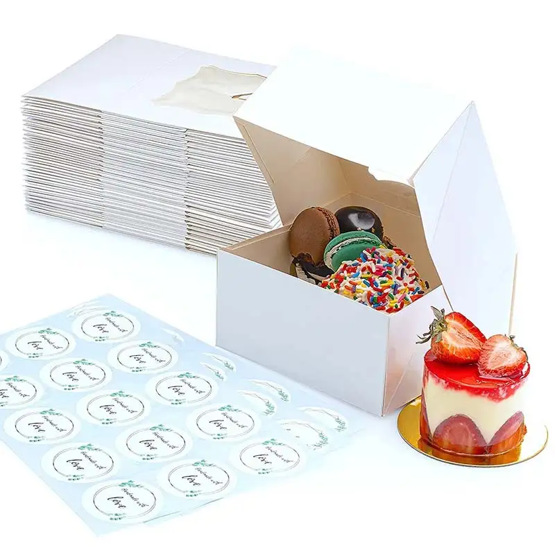 Uchampak - Bakery Boxes Leutik Brown Kue Box jeung Jandéla Kraft Paper Box Donat Jandela &amp; Lipat Pak 1