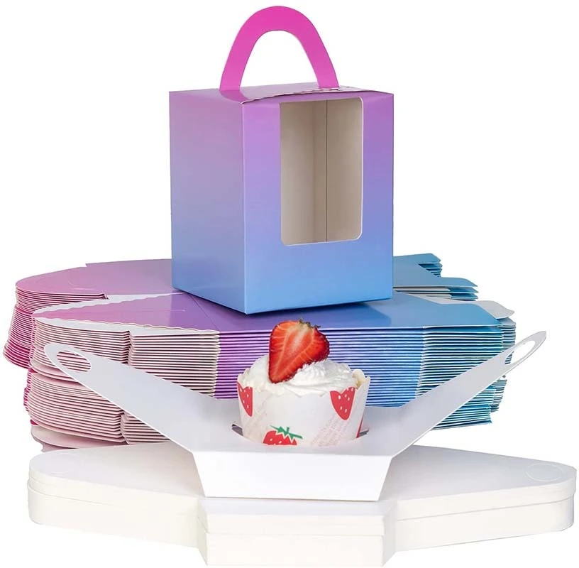 Uchampak - Foldable Bakery Boxes with Window Pastry Boxes for Cupcakes Candy Window &amp; Foldable Pak6 1