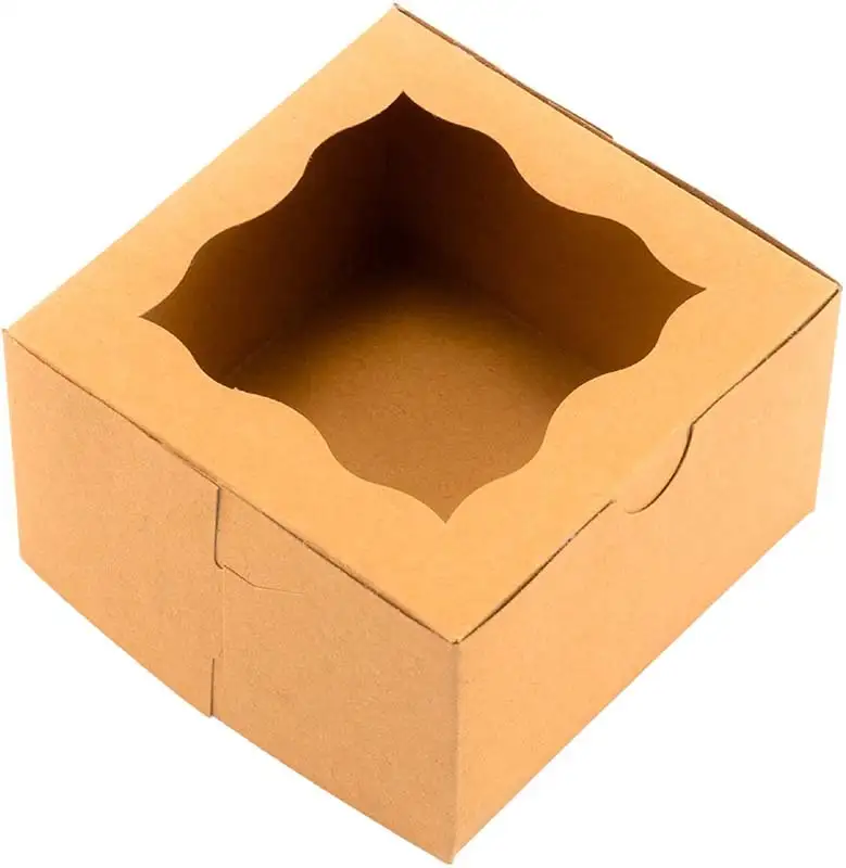 Uchampak - Foldable Bakery Boxes with Window Pastry Boxes for Cupcakes Candy Window &amp; Foldable Pak9 1
