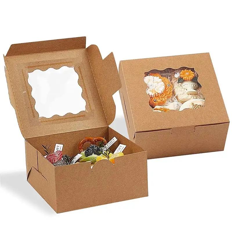 Uchampak- Foldable cake box, space-saving cardboard with window suitable for dessert and biscuit boxes 1