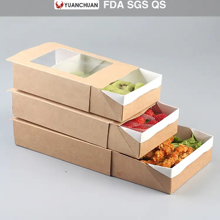 Uchampak - New design paper fruit salad box with drawn type Window &amp; Foldable Pak 1