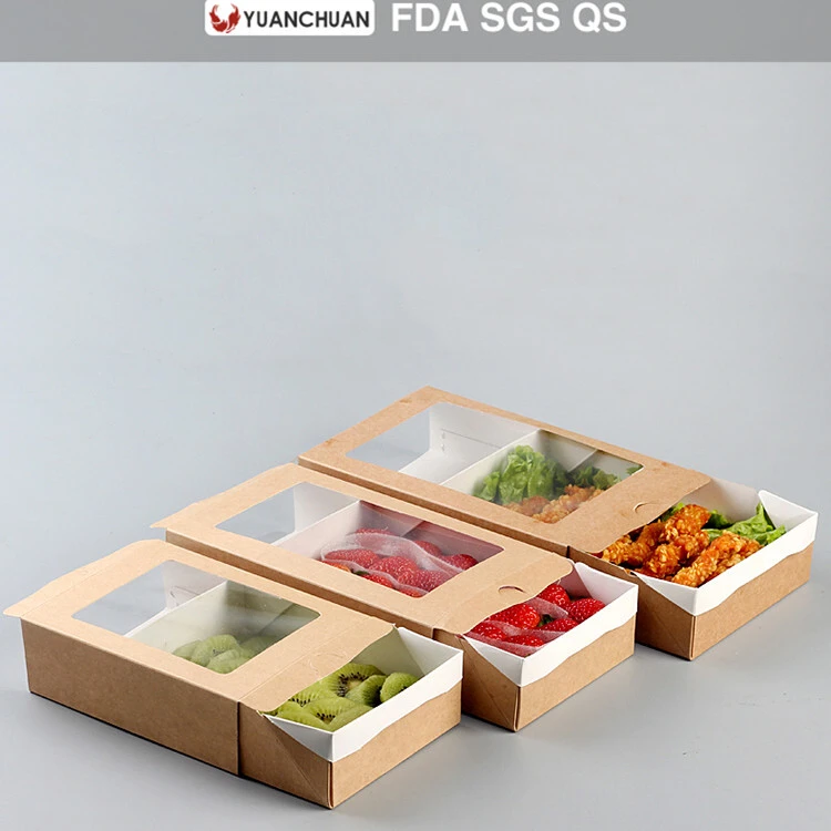 Uchampak - Custom size printed rectangular fruit salad box for restaurant Window &amp; Foldable Pak 1