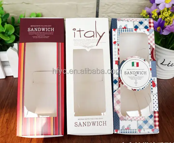 Uchampak - پروموشن منفرد ڊيزائن ڪارڊ بورڊ سينڊوچ باڪس پي وي سي ونڊو ونڊو سان &amp; Foldable Pak 1