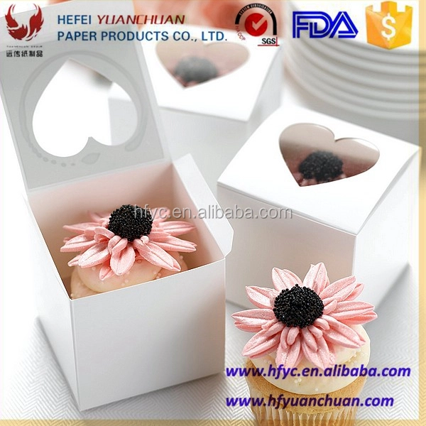 Uchampak - White Single Cheap Cupcake Box For Sale Wholesale With Window And Insert Window &amp; Foldable Pak 1