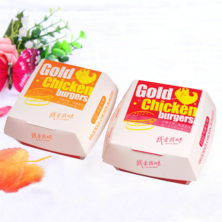 Uchampak- New design china alimentaire manufacture customized hamburger folding food packaging Window &amp; Foldable Pak 1