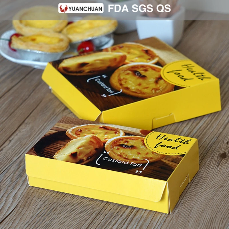 Uchampak - Food garde offset printed egg tart packaging box Window &amp; Foldable Pak 1