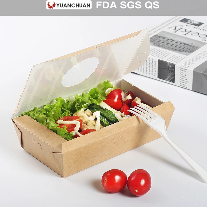 Uchampak - Biodegradable kraft paper delivery fruit container Window &amp; Foldable Pak 1