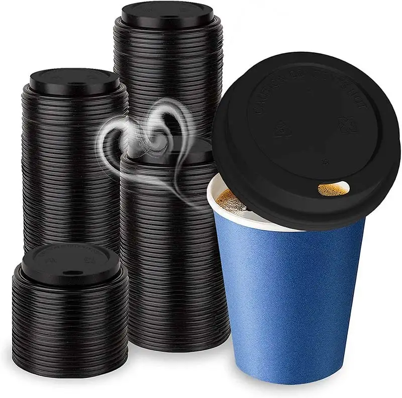 Uchampak - ڊسپوزيبل پيپر گرم کپن لاءِ ٽريول ڊوم لِڊز، گھڻن کپن کي فٽ ڪري ٿو گھر لاءِ آسان فلو اينٽي اسپل ڊيزائن 1