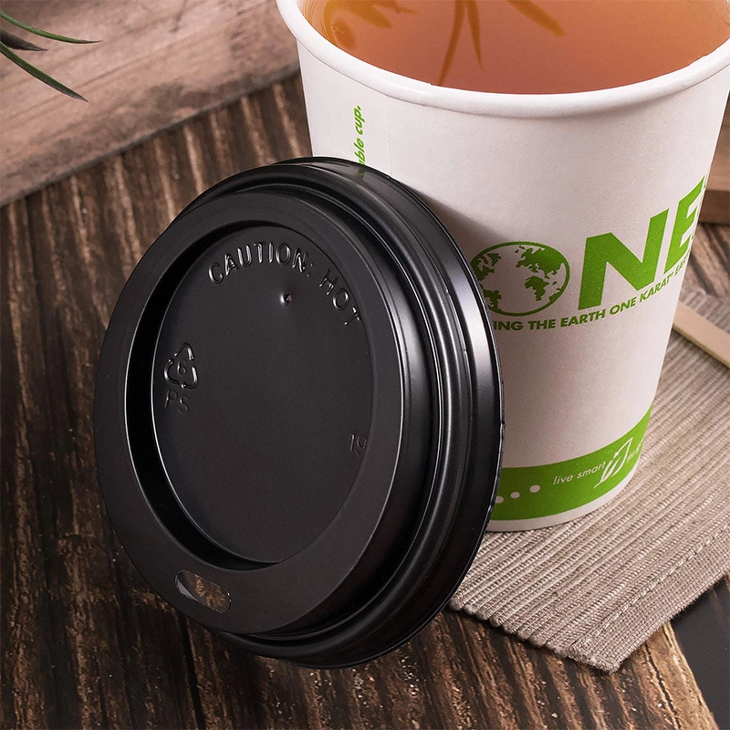 Uchampak - Travel Plastic Dome Lids for Disposable Paper Hot Cups Fits most Cups Recyclable Easy-Flow Anti-Spill Design 1