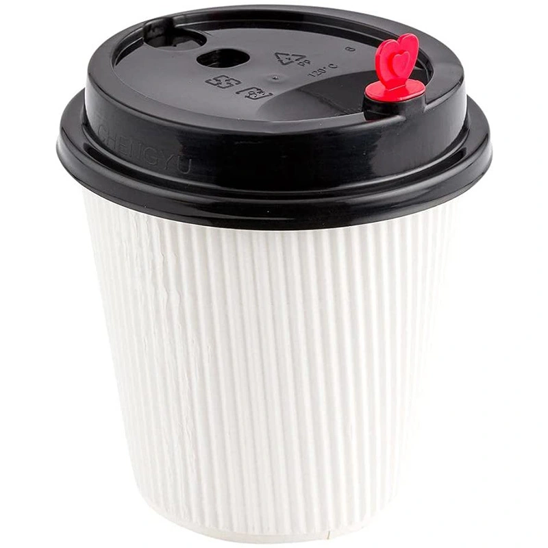 Uchampak- Plastic Dome Lids for Disposable Paper Hot Cups, Fits most Cups Recyclable Easy-Flow Anti-Spill Design 1