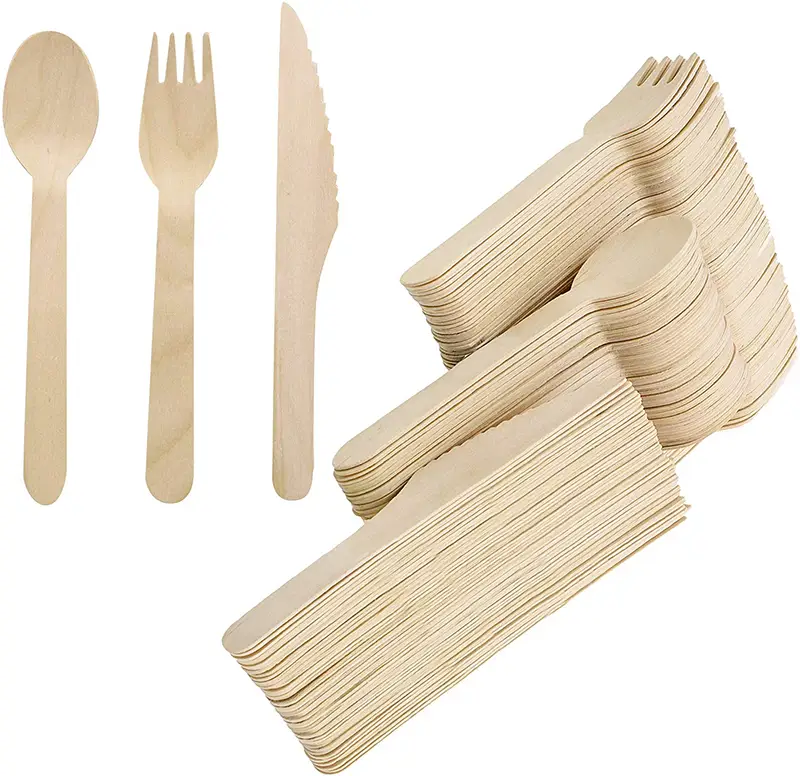Uchampak - Forks Spoons Knives Cutlery, Disposable Eco Friendly Durable and Tree Free Alternative to Bamboo Tableware 1