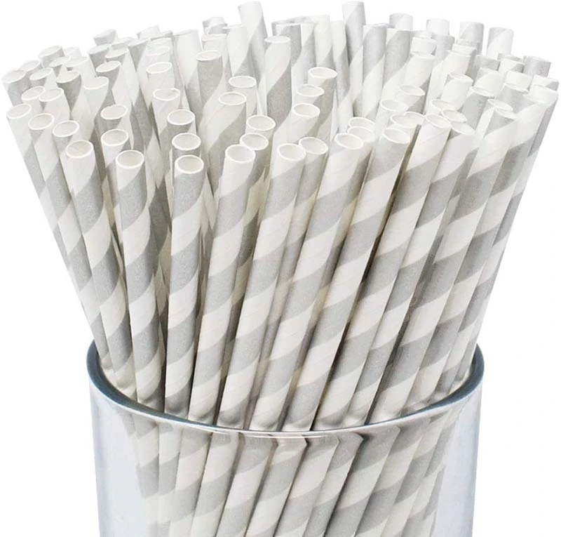 Uchampak- Biodegradable Paper Straws Bulk, Assorted Rainbow Colors Striped Drinking Straws for Juice, shakes Accessories 1