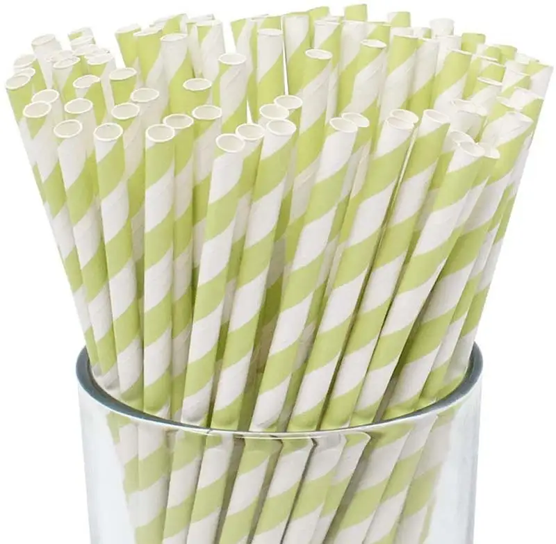 Uchampak - Biodegradable Straws Bulk, Assorted Rainbow Colors Striped Drinking Straws for Juice, shakes 1