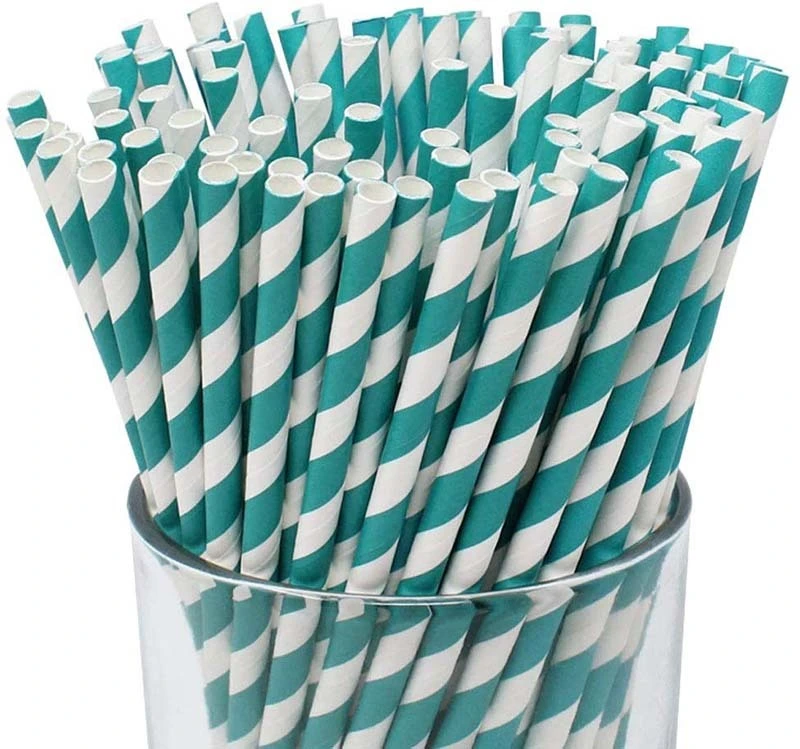 Uchampak - Biodegradable Straws Bulk, Assorted Rainbow Colors Striped Drinking Straws for Juice, shakes Accessories1 1