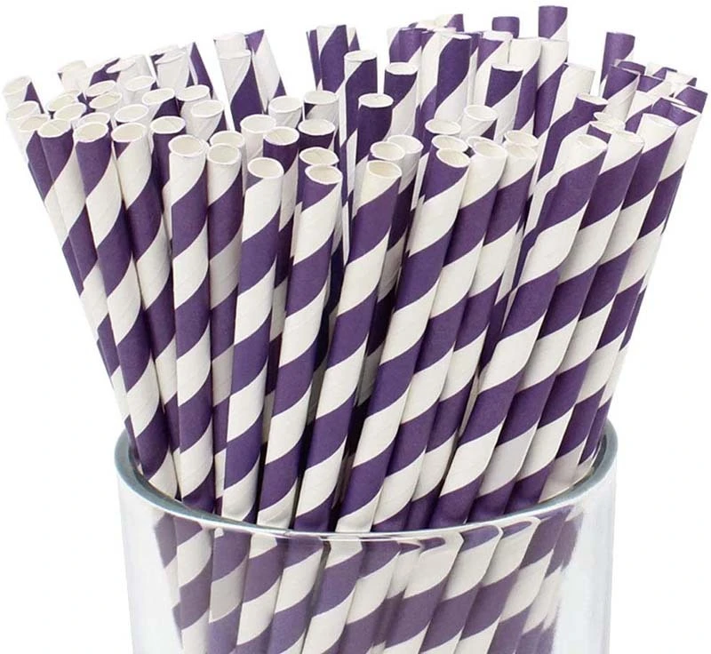 Uchampak - Biodegradable Paper Straws Bulk Assorted Rainbow Colors Striped Drinking Straws for Juice, shakes Accessories 1