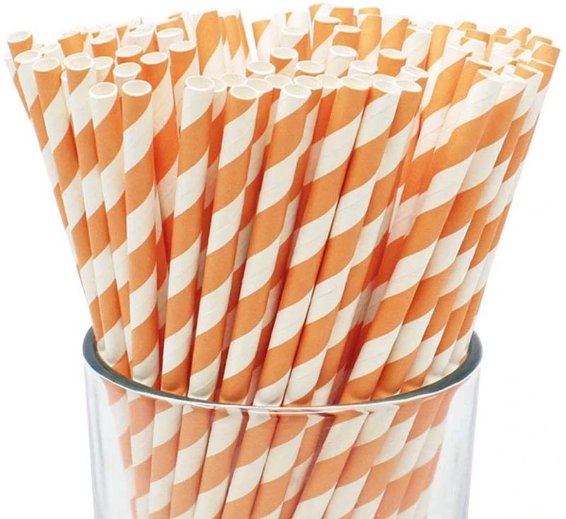 Uchampak - Biodegradable Paper Straws Bulk, Assorted Rainbow Colors Striped Drinking Straws for Juice shakes Accessories1 1