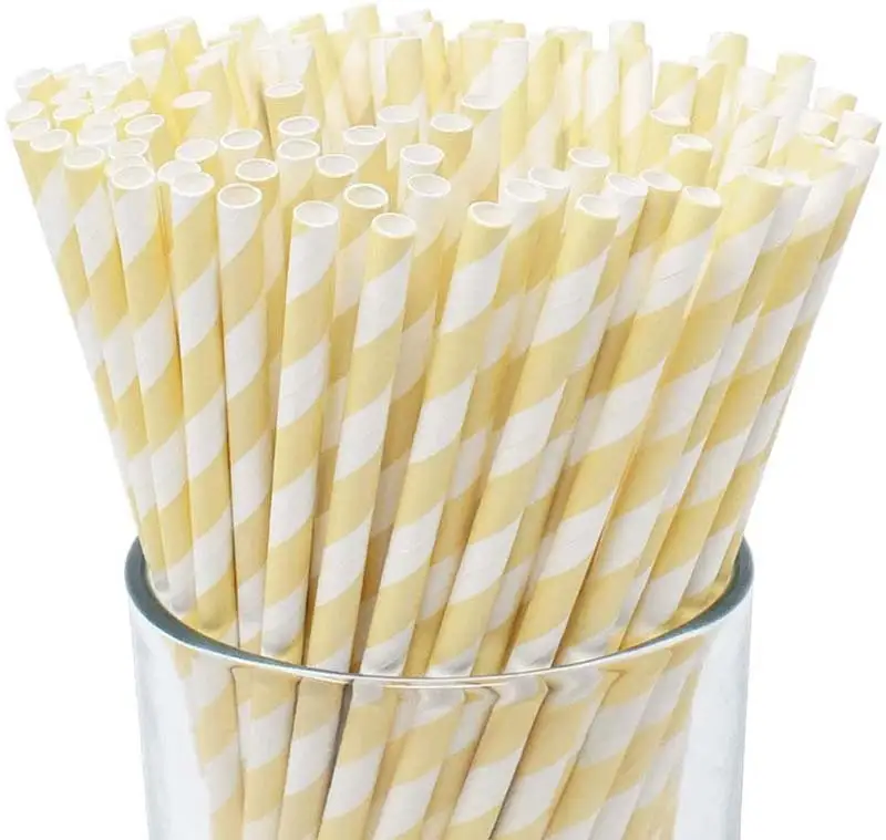 Uchampak- Biodegradable Paper Straws Bulk, Assorted Rainbow Colors Striped Drinking Straws for Juice, shakes Accessories3 1