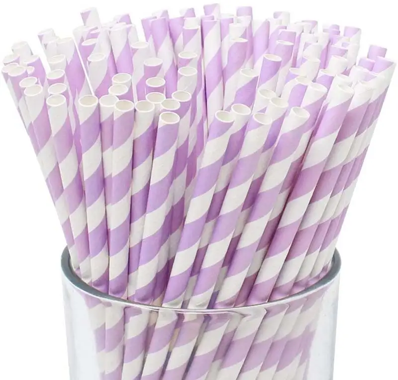 Uchampak- Biodegradable Paper Straws Bulk, Assorted Rainbow Colors Striped Drinking Straws for Juice, shakes Accessories4 1