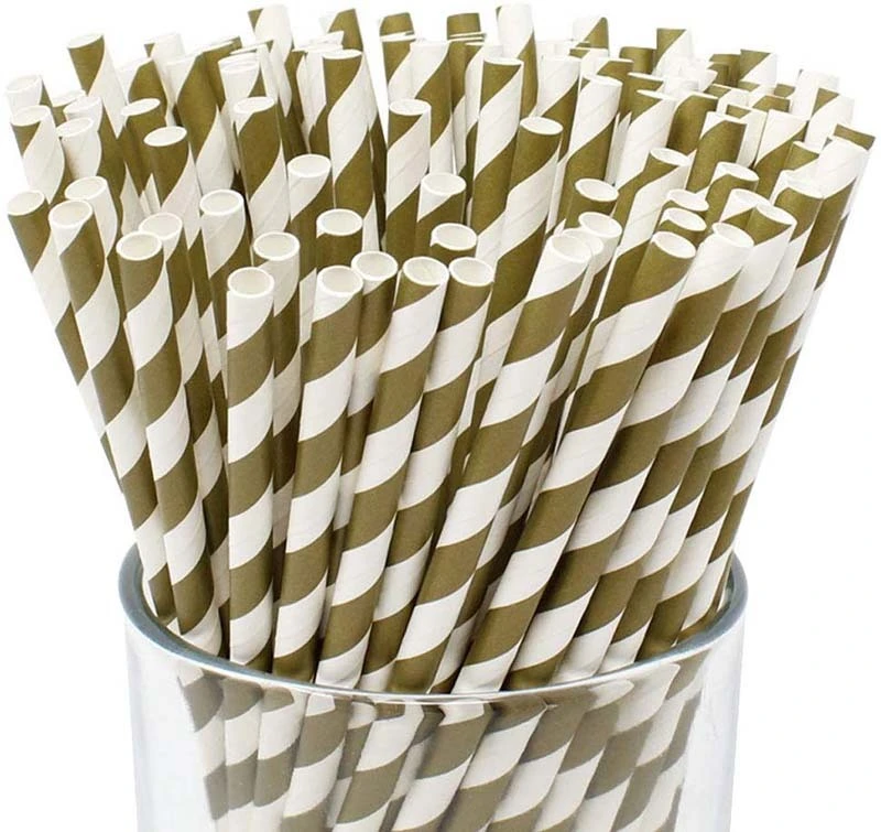 Uchampak - Biodegradable Paper Straws Bulk, Assorted Rainbow Colors Striped Drinking Straws for Juice shakes Accessories6 1