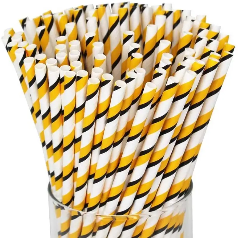 Uchampak - Biodegradable Paper Straws Bulk, Assorted Rainbow Colors Striped Drinking Straws for Juice shakes Accessories8 1