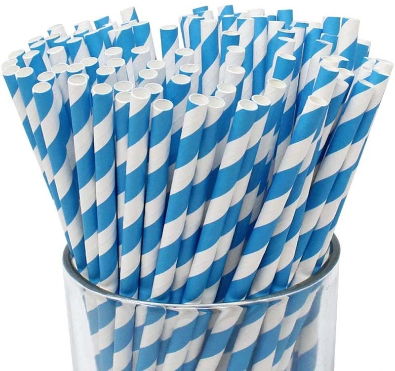 Uchampak - Biodegradable Paper Straws Bulk Assorted Rainbow Colors Striped Drinking Straws for Juice, shakes Accessories1 1