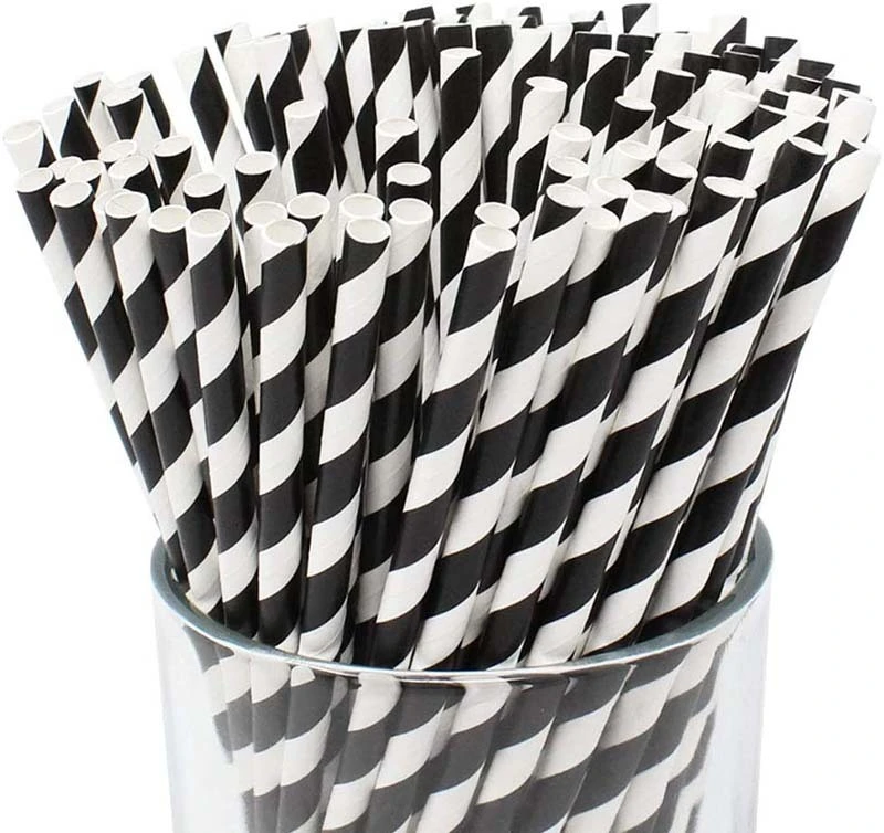 Uchampak- Biodegradable Paper Straws Bulk, Assorted Rainbow Colors Striped Drinking Straws for Juice, shakes Accessories5 1